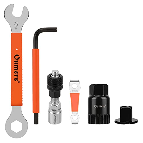 Oumers Bike Crank Puller Tool Set, Bike Crank Extractor Bike Bottom Bracket Remover Hex Allen Wrench 16mm 15mm Spanner Wrench Fit for Removing Bicycle Crank