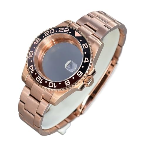 KAKWPFMVCK 40mm NH34 Watch Cases Rose Gold bands Sapphire Crystal For Seiko NH35 NH36/34 8205 8215 2824 Movement Watch Case For GMT MASTER Watch case(Two tone bezel 5,For ETA 2824)