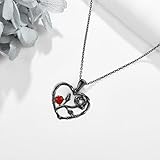 URONE Black Rose Necklace Sterling Silver Rose Flower Heart Pendant Necklace Rose Retro Gothic Jewelry Gifts for Women