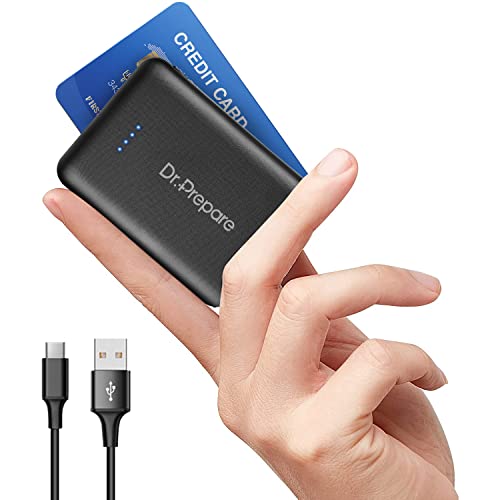DR.PREPARE 5V 3A Heated Vest Battery Pack, 10000mAh Power Bank for Heated Jacket with Dual USB Outputs & Type C in/Output, Ultra-Compact Portable External Battery Charger, Eye Mask, iPhone, iPad