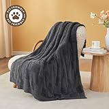 Snuggle Sac Faux Fur Throw Blanket for Couch, Knitted with Microfiber Fancy Yarn Blanket, Cozy Soft Warm Blankets for Sofa Bedroom Living Room,Solid Dark Grey,50x60 inches