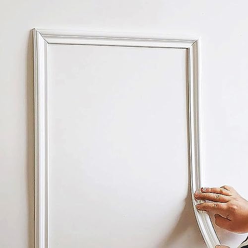 Wall Molding Trim & Chair Rail, Flexible, Peel and Stick, Heavy Duty, Corner Moulding Décor Lines for Wall Floor Ceiling Mirror Cabinet Door, 1.3 in x 10 ft White