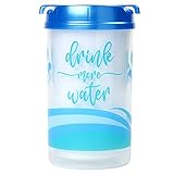 Plum Hill Drink More Water Plastic Tracking Hospital Mug With Measurements, Water Cup with Straw, 32 Oz Hospital Cup with Lid and Straw, Hospital Water Bottle with Straw (Pearl Blue)