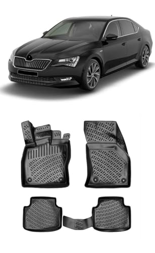 Generic Floor Mats Liner Fits Skoda Superb (2016-2024) Waterproof 3D Molded Black 4Pcs, ACCORD3
