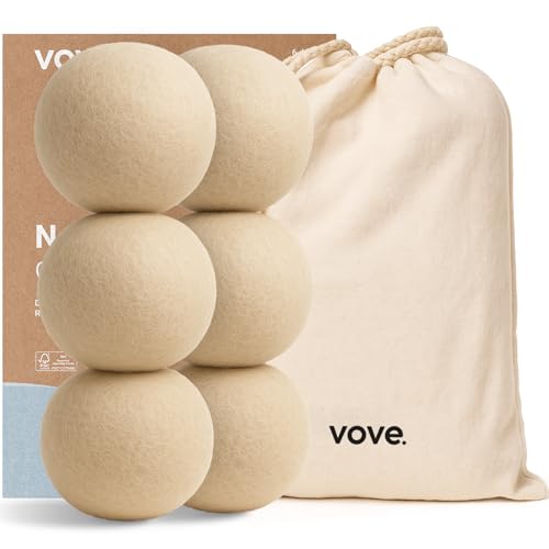 Vove | Natural Hemp Dryer Balls | 5X More Absorbent Than Wool | Cruelty-Free, Hypoallergenic & Eco-Friendly | Reduces Clothing Wrinkles and Saves Drying Time | Pack of 6 |
