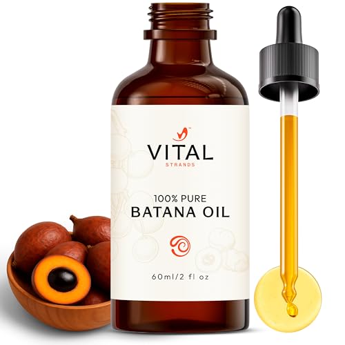 Vital Strands 100% Organic Batana Oil for Hair Growth - Strengthens Hair, Reduces Breakage, Enhances Shine - Raw and Pure, Non-Greasy - No Silicones, Sulfates, or Parabens - All Hair Types - 60ml