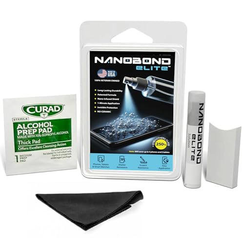 Nanobond Elite Liquid Screen Protector – Patented Nano-Infused Shield for Phones, Tablets, and Smartwatches – Invisible 1-Minute Application, Strengthens Glass by Up to 250% – No Ceramic