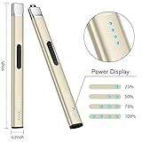 REIDEA Lighters 2 Pack R1 Flat Electronic Candle Lighter, Windproof Flameless USB Rechargeable Arc Lighter with Safe Button and Power Indicator for Candle, BBQ and Fireworks, Champagne Gold and White