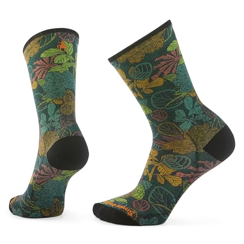 Smartwool Mens Bike Zero Cushion Aloha Forest Print Crew Socks Twilight Blue Large