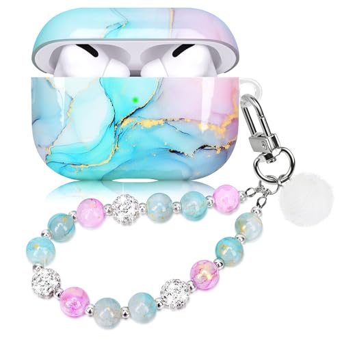 Marble Case for Airpods Pro 2 Aesthetic Cover Compatible with Air Pro Pods 2nd Generation (2022) Shell for Girl Pink Blue
