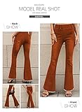 Sidefeel Women's High Waisted Destroyed Flared Jeans Elastic Waist Bell Bottom Raw Hem Denim Pants Bootcut Brown Size 12