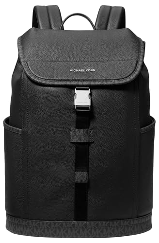 Michael Kors Hudson Slim Flap Backpack, Black, One Size