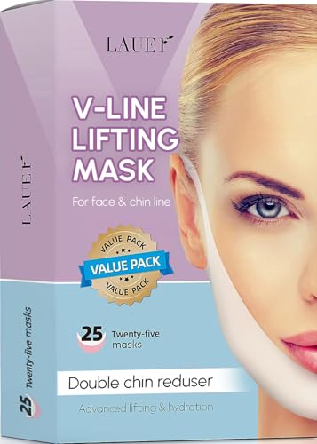 V Shaped Contouring Face Mask Line Shaping Lifting Belt Neck Reduction Jawline Lift Tape Enhancer Face Patch Firming Tightening Skin Chin Up Sculpting Collagen Mask Hyaluronic Acid Aloe Vera 25pcs