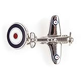 MRCUFF Airplane Plane Spitfire Jet Fighter Bomber Pilot Pair Cufflinks Presentation Gift Box & Polishing Cloth