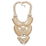 Ufraky Vintage Multilayer Ethnic Tribal Statement Choker Necklace Bohemian Indian Turkish Jewelry for Women (Gold)