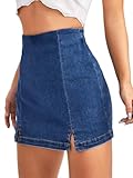 Floerns Women's Casual Split Hem High Waist Denim Skorts Skirt Shorts Blue M