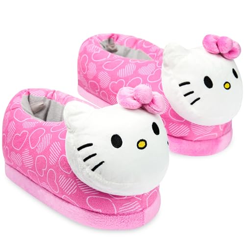 Hello Kitty Slippers for Girls Teens 3D Kawaii House Shoes Non Slip Anime Gifts (Pink, 11.5/12 US)