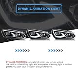 VLAND Projector Headlights Compatible with Golf 6 MK6 2010-2014 Halogen Models(NOT FTT GTI/R) Full Led Headlamp Assembly w/Animation Indicator