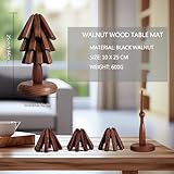 Wooden Trivets for Hot Dishes, Folding Tree Shape Black Walnut Wood Table Mat, Non-Slip Pot Holders Heat Insulated Pad, Trivet Set Wood Coasters for Teapot Hot Pots