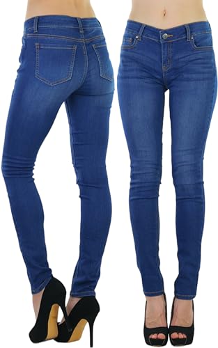 ToBeInStyle Women's Skinny Jeans with Whiskers - Medium Wash - Size 9
