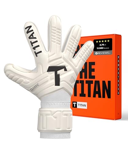 T1TAN Classic 1.0 White-Out - Goalkeeper Gloves - Without Finger Protection - Soccer Goalkeeper Gloves - Size 9