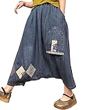 Bigasset Women's Casual Harem Pants Elastic Waist Drop Crotch Denim Jeans Style 2