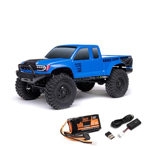 Axial RC Truck 1/24 SCX24 Base Camp 4x4 Rock Crawler Brushed RTR (Everything Needed to Run is Included) - Blue, AXI-1219T2