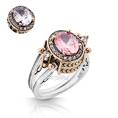 Elegant Reversible 925 Sterling Silver Ring for Women Jewelry - Handcrafted in Turkey, Featuring Oval Cut Pink Topaz 925 Sterling Silver Ladie's Ring All Size