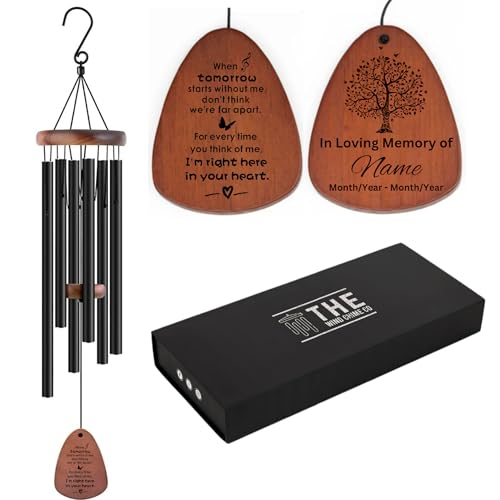 The Wind Chime CO 32" Personalized Memorial Wind Chimes, Sympathy Wind Chimes Gift for The Loss of A Loved one, Home Decor Outdoor Garden, Soothing Melodic Tones with Mute Option.