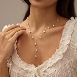 Pearl Necklaces for Women, 14K Gold Plated Pearl Necklace Simple White Pearls Choker Necklace Elegant Simple Pearl Choker Necklaces for Women Trendy Pendant Necklace Pearls Jewelry Gift