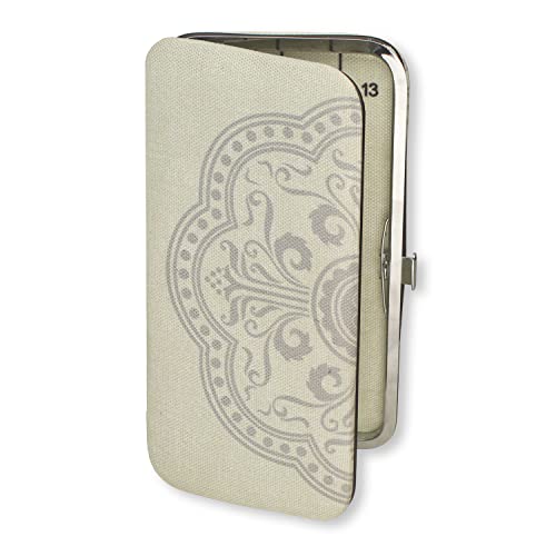 The Beadsmith Two Sided Magnetic Needle Case – Basic Elements – 6.25” x 3.25” x .75”, Snap Closure, One Side Printed with Needle Sizes – Keep Your Needles Organized and in One Place
