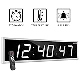 Ivation Huge 72" Inch Large Big Oversized Digital LED Clock with Stopwatch, Alarms, Countdown Timer & Temp - Shelf or Wall Mount (White) | 6-Level Brightness, Mounting Holes & Hardware