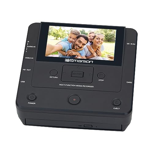 Emerson EMT-1200 Multimedia Recorder with 4.3-Inch LCD Screen: Record Videos, Music, and Photos from Phone to DVD, USB, or Memory Card - HD Media Output, App Integration, and Accessories Included