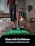 Ultenic Cordless Vacuum Cleaner, 550W/50Kpa, 60Mins Runtime, Stick Vacuum Cordless Rechargeable with 180°Bendable Wand, Anti-Tangle Brush, Vacuum Cleaners for Home/Pet Hair/Carpet/Floor U16