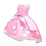 IBTOM CASTLE Girls Polka Dot Halloween Christmas Princess Party Cosplay Pageant Fancy Costume Tutu Birthday Dress up+ Mouse Ears Headband Vacation Ladybug Mini Theme Park Sundress Hilow-Pink 4-5T