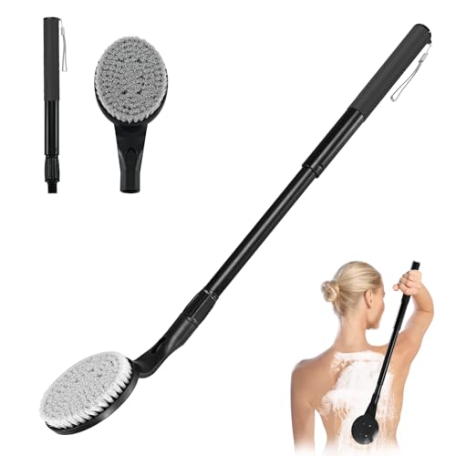 Gobiteli Back Scrubber for Shower,25" Long Handle Shower Brush for Body Exfoliator and Deep Clean,Back Scrubber for Shower for Men,Women and Elderly