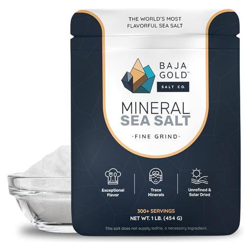 Baja Gold Mineral Sea Salt - Recommended by Gary Brecka - Pure & Authentic Fine Grind Salt for Cooking & Baking | Natural Baja Salt for Culinary Uses | Great for Finishing Dishes | 1 lb. Resealable Bag, 300+ Servings