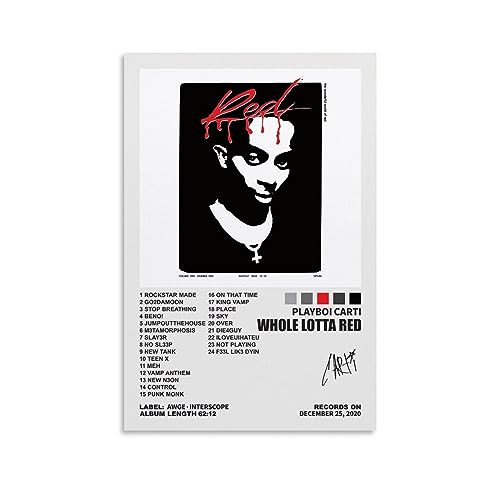 doopz Playboi Carti Poster Whole Lotta Red Album Cover Posters for Room Aesthetic Canvas Wall Art Bedroom Decor 12x18inch(30x45cm)