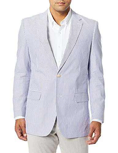 Palm Beach Men's Brock Seersucker Suit Separate Jacket, Navy/White, 44 Long