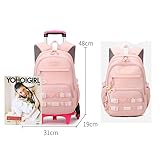 ZHANAO Girls Rolling Backpack Wheeled Backpack for Boys Trolley School Bags Kids Luggage Roller Backpack with 6 Wheels