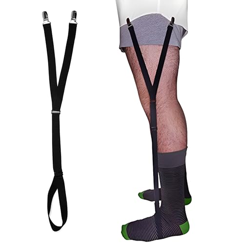 Comfy Clothiers Adjustable Shirt Garters for Men and Women - 25 Inches Elastic Original Stirrup Shirt Stays - Keeps Shirts Tucked In All Day - Easy-to-Wear Garter Straps with Foot Loop - Black