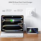 3 Pack USB C Wall Charger, 20W Durable Dual Port QC+PD 3.0 Power Adapter, Double Fast Plug Charging Block for iPhone 13/14/15/16/16 Pro/Pro Max/Plus, XS/XR/X, Watch Series 8/7 Cube，White