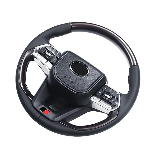 For Toyota Land Cruiser 200 2008-2021 Upgrade Lc300 Steering Wheel Assembly, LC200 FJ200 Interior Modification Accessories (Brown wood grain)