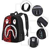 YUHYGUZO Camo Shark Backpack School Laptop Backpack with Insulated Lunch Box Pen Pouch For Boys Girls Gifts