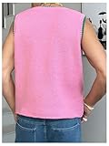 GORGLITTER Men's Floral Sweater Vest Flower Color Block Knit Sleeveless Vest Fall Sweaters Pink and Green Large