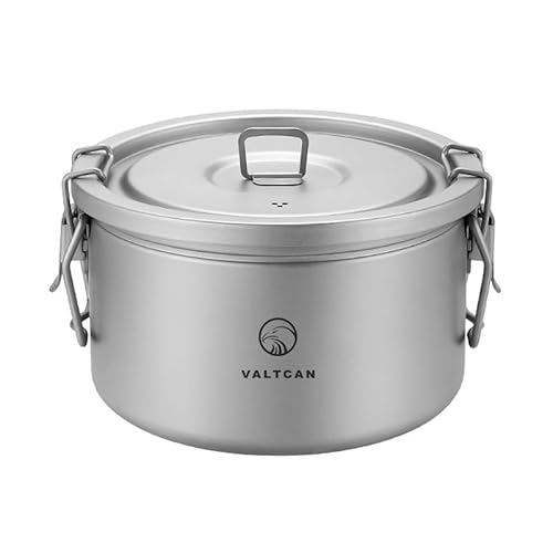 Valtcan 2000ml Titanium Rice Cooker Pot Home and Camping Backpacking Bento Lunch Box with locking Lid for Rapid Easy Rice Making