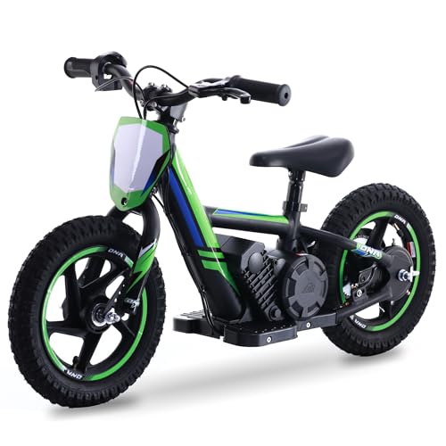 OLALA Electric Dirt Bike for Kids Aged 3-6, 170W Racing Grade Electric Motorcycle, New Aluminum Frame with 2 Power Modes, 24V Detachable Battery, 12IN Knobby Tires