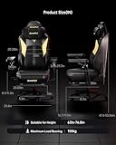 AutoFull M6 Gaming Chair,Ventilated and Heated Seat Gaming Chair with 360° Adjustable Armrest,AUTO Dynamic Tracking Lumbar Support Ergonomic Office Chair with Footrest,Black