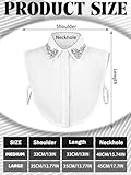 Bencailor 2 Pcs Rhinestone Fake Collar Dickey for Women False Half Shirt Blouse Detachable Collar(White,Black,M)