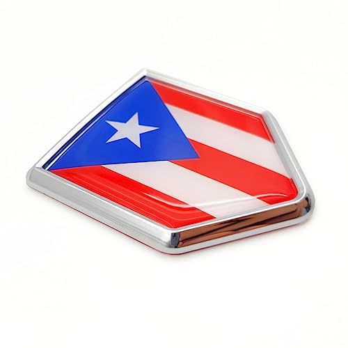 Overdecor Puerto Rico Flag Decal Stickers Car Emblem Puerto Rican Car Accessories Decorations Chrome Shield Flag Sticker Decals for Cars Truck Vehicles, 2 Pack